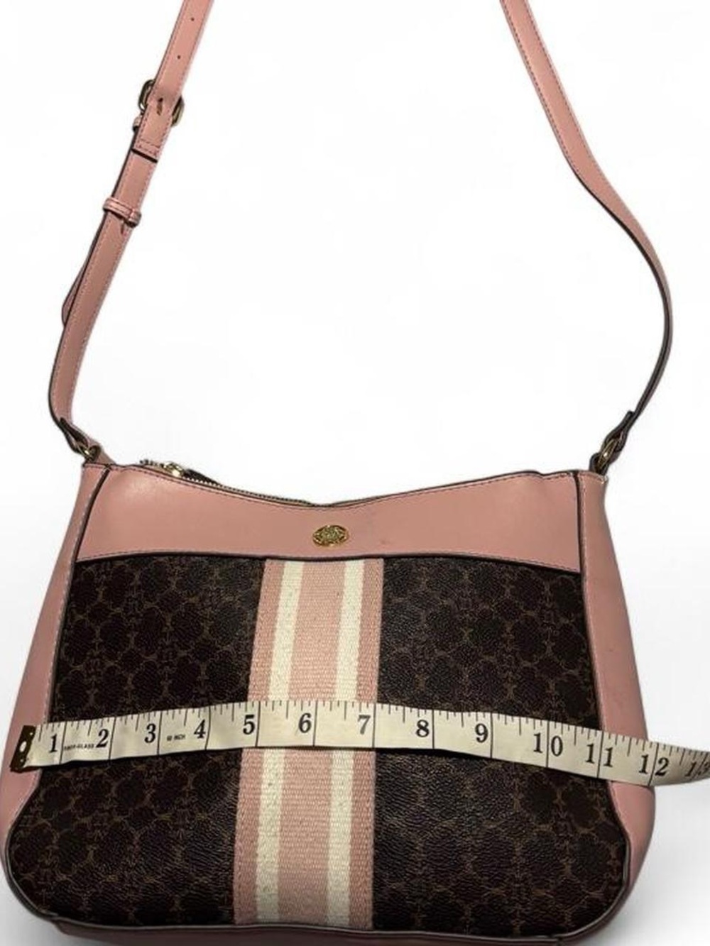 Nanette Lepore Pink and Brown Striped Crossbody Bag